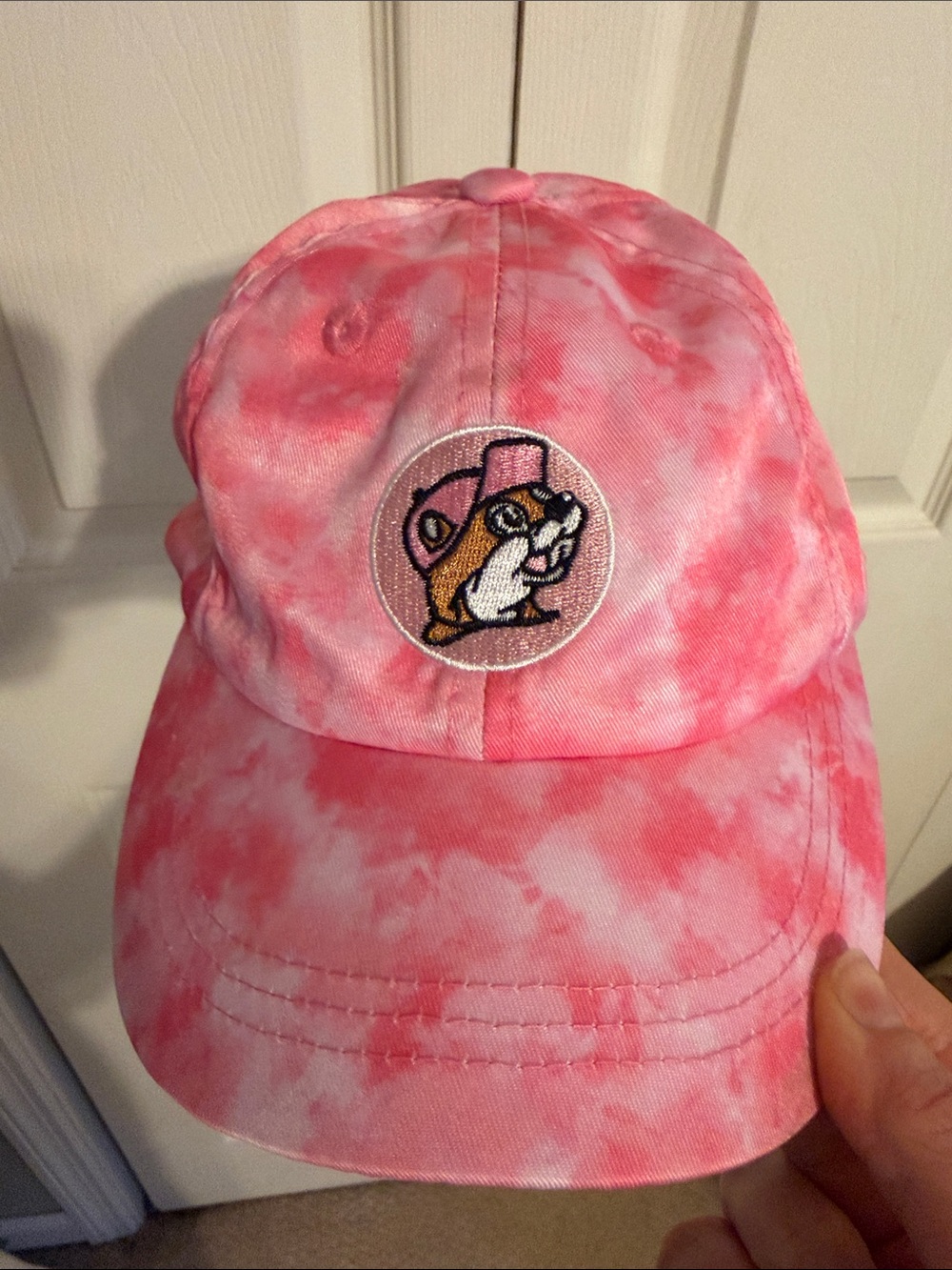 Kids Pink Tie-Dye Baseball Hat with Cartoon Patch